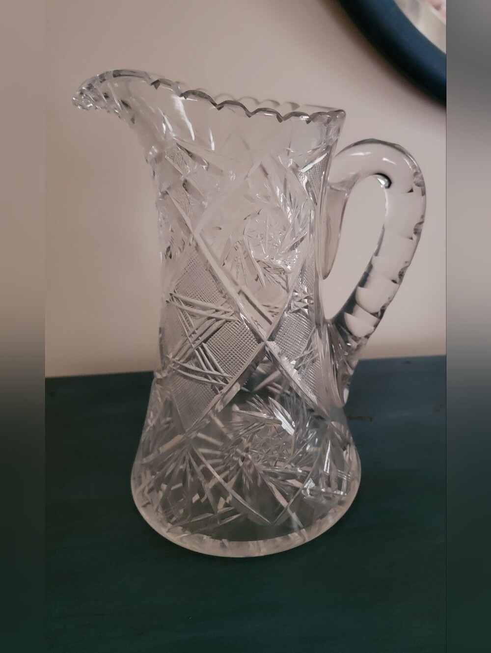 Antique American Brilliant Period Cut Glass Pitcher- excellent condition